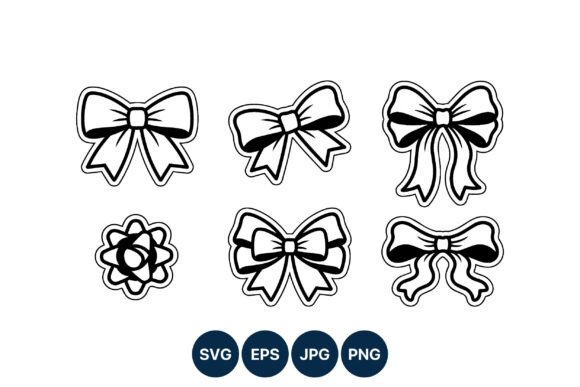 Black and White Decorative Bow Clipart for Timeless Design