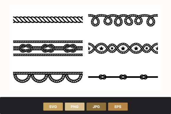 Black Rope Decorative Borders Vector Set: Essential Line Art