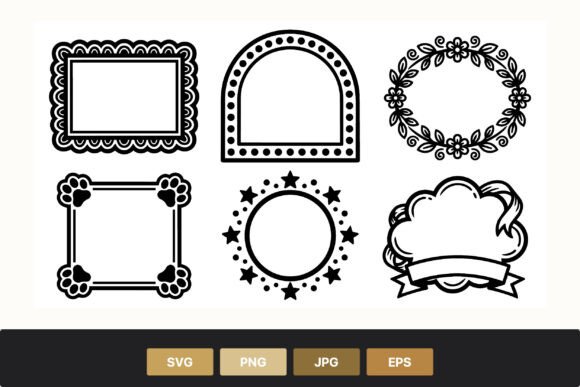 Black White Decorative Frame Set for Graphic Design