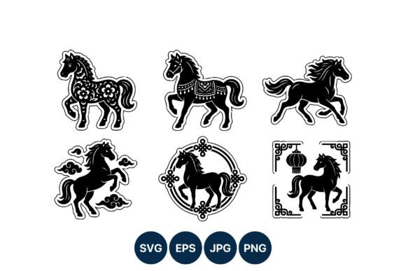 Black White Horse Vector Art Decorative: Bold Lines and Timeless Style