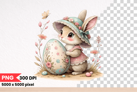 Charming Whimsical Decorative Bunny Illustration for Creative Projects