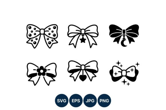 Decorative Bow Vector Line Art Pack: Versatile Design Assets