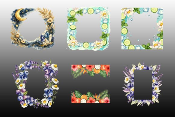 Decorative Floral and Fruit Frame Bundle: A Designer’s Toolkit