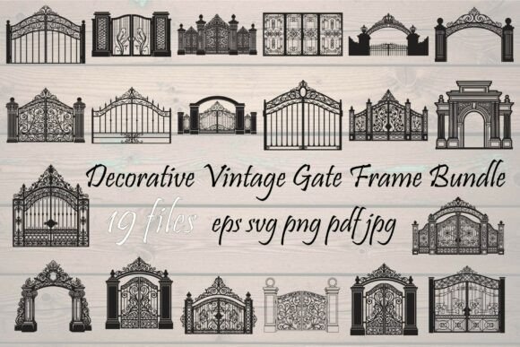 Decorative Vintage Gate Frame Bundle: Timeless Design Assets