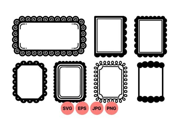Elegant Black and White Frames: The Decorative Frame Cutout SVG Set