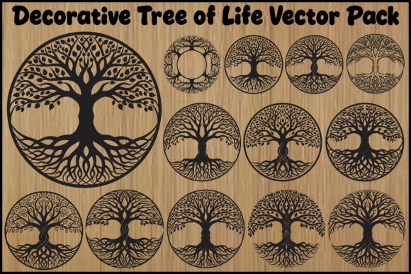 Elegant Tree of Life SVG Bundle: Circular Laser Cut Designs