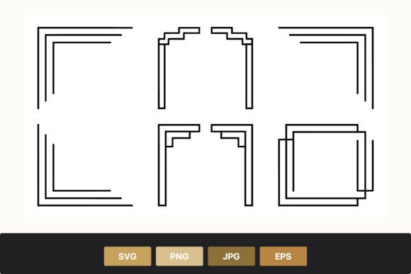 Elevate Your Layouts with Decorative Black Geometric Corner Frames