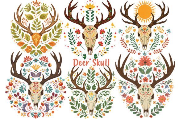Floral Boho Stag Head & Decorative: A Designer's Asset