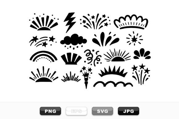Sunburst Decorative Clipart Set: Joyful Design Assets
