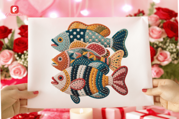 Whimsical Decorative Folk Art Fish PNG: A Splash of Character